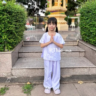 ชุดขาวเด็ก ชุดปฏิบัติธรรมเด็ก ยี่ห้อ "อลิศาพร" เนื้อผ้าอย่างดี ใส่สบาย