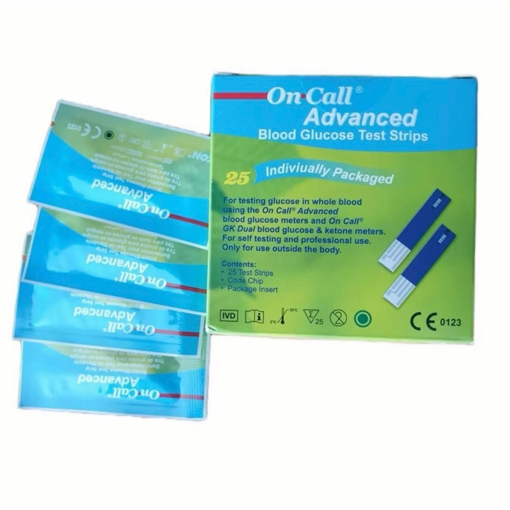 on call advanced แผ่นตรวจน้ำตาล แบบซองแยกกันชื้น ใหม่ล่าสุด มาตฐานเยอรมัน
