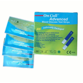 แผ่นตรวจน้ำตาล on call advanced 25 test แบบซองกันชื้น แม่นยำสูงจากเยอรมัน