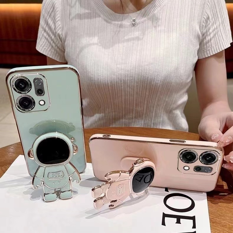 เคส สำหรับ OPPO Reno16 16F 16Pro Reno14 14F Reno15 15F 15Pro 13 13F นักบินอวกาศ ขาตั้ง ฝาหลัง กันกระแทก เคสโทรศัพท์