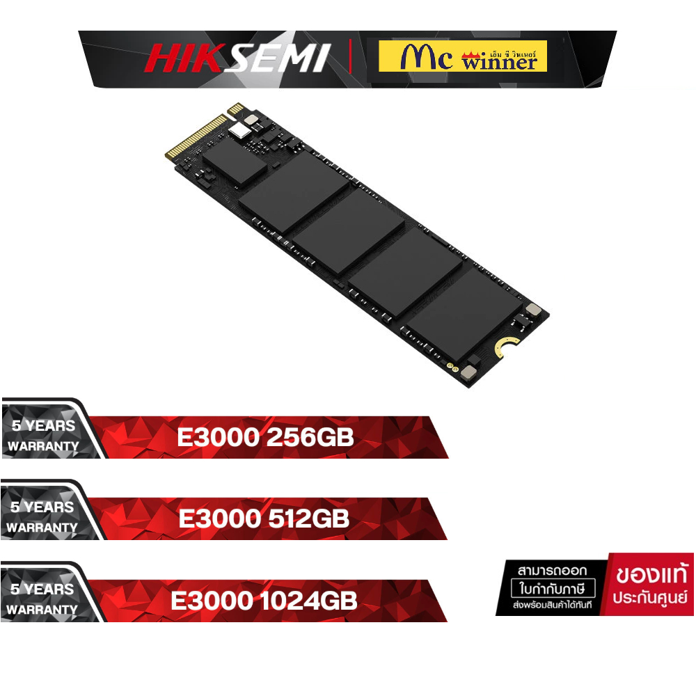 256GB | 512GB | 1TB SSD HIKSEMI CITY SERIES SSD E3000 PCIE GEN 3 X 4 NVME -ของแท้ประกันศูนย์ไทย 5 ปี
