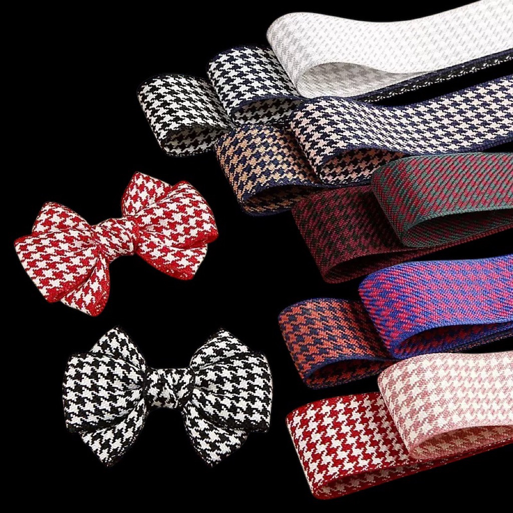 ริบบิ้นลาย Houndstooth กว้าง 2.5 cm วัสดุ DIY