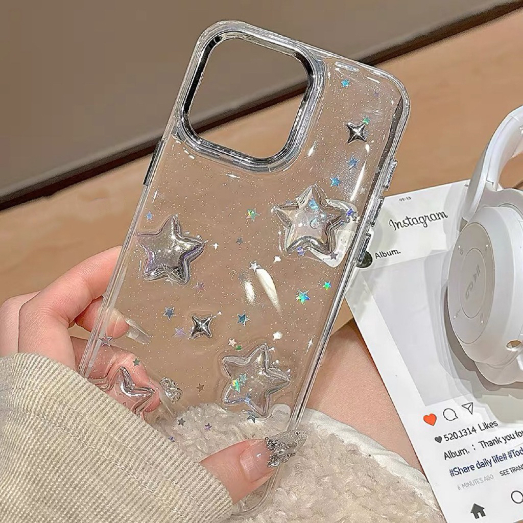 ส่งจากไทย เคสใส ลายดาว  งานกล่อง รุ่น  i11 12 promax i13 promax i14 promax 14plus i15 15promax i16 promax 16plus - รูปที่ 4