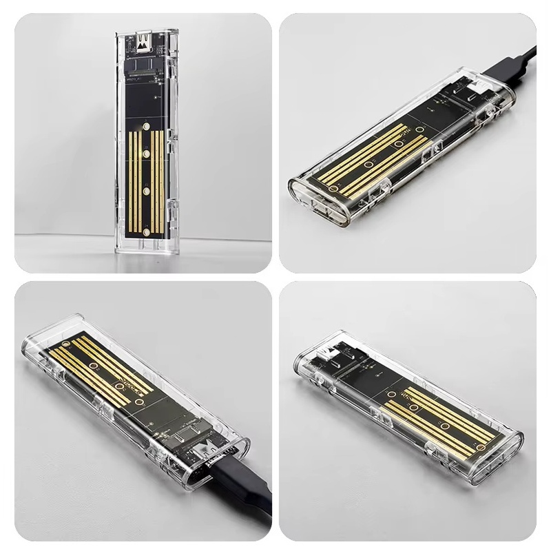 M.2 NVME PCIe NGFF SATA Dual Protocol SSD กรณี USB ใสประเภท C 10Gbps PCI-E M2 SSD โปร่งใสภายนอก Enclosure Hard รูปที่ 6