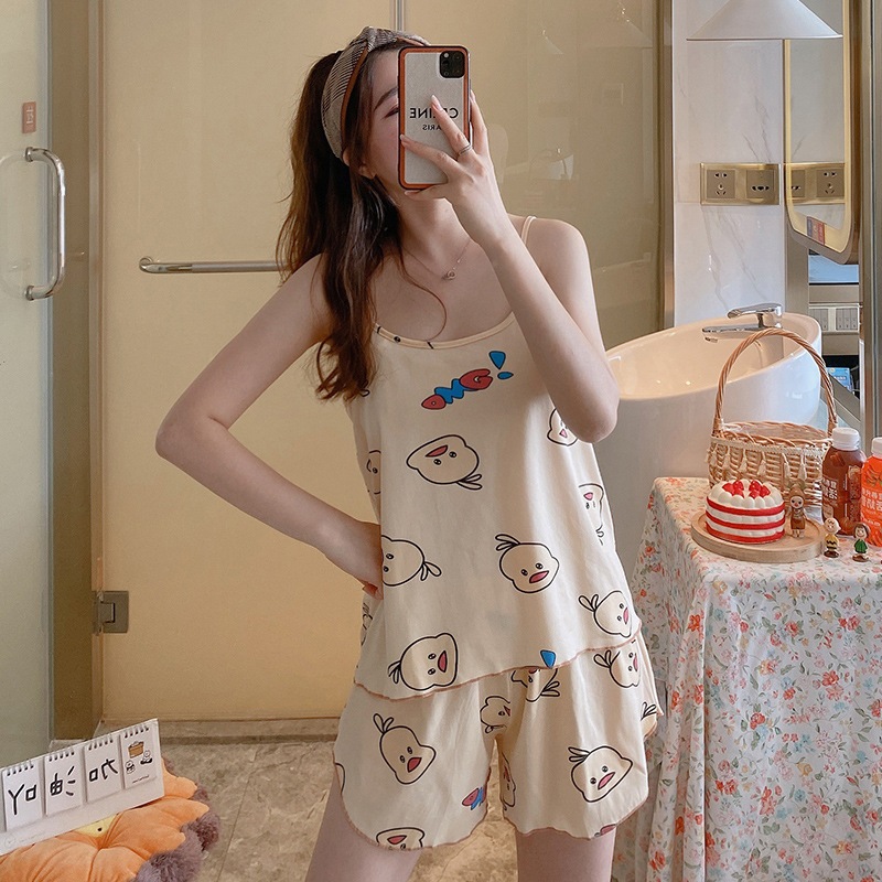 💫Polar Night💫pajamas set ลายการ์ตูน หลากหลายสไตล์ ชุดนอนแฟชั่น เสื้อกั๊ก สไตล์สาวหวาน สายเดี่ยว ทรงหลวม คุณภาพดี - รูปที่ 6