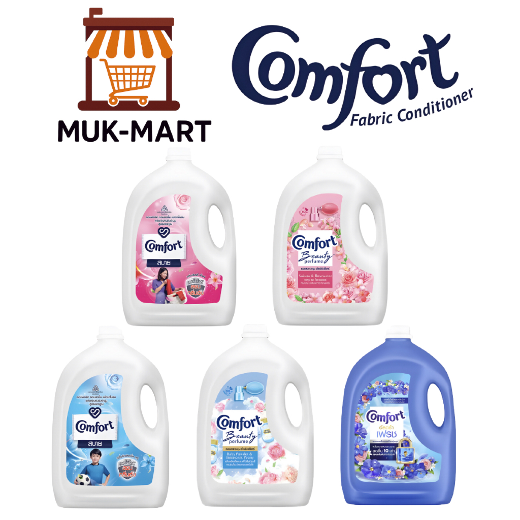 COMFORT น้ำยาปรับผ้านุ่ม 2800–3200 มล. – Blue, Pink, Ultra Blue, Sakura, Baby Powder