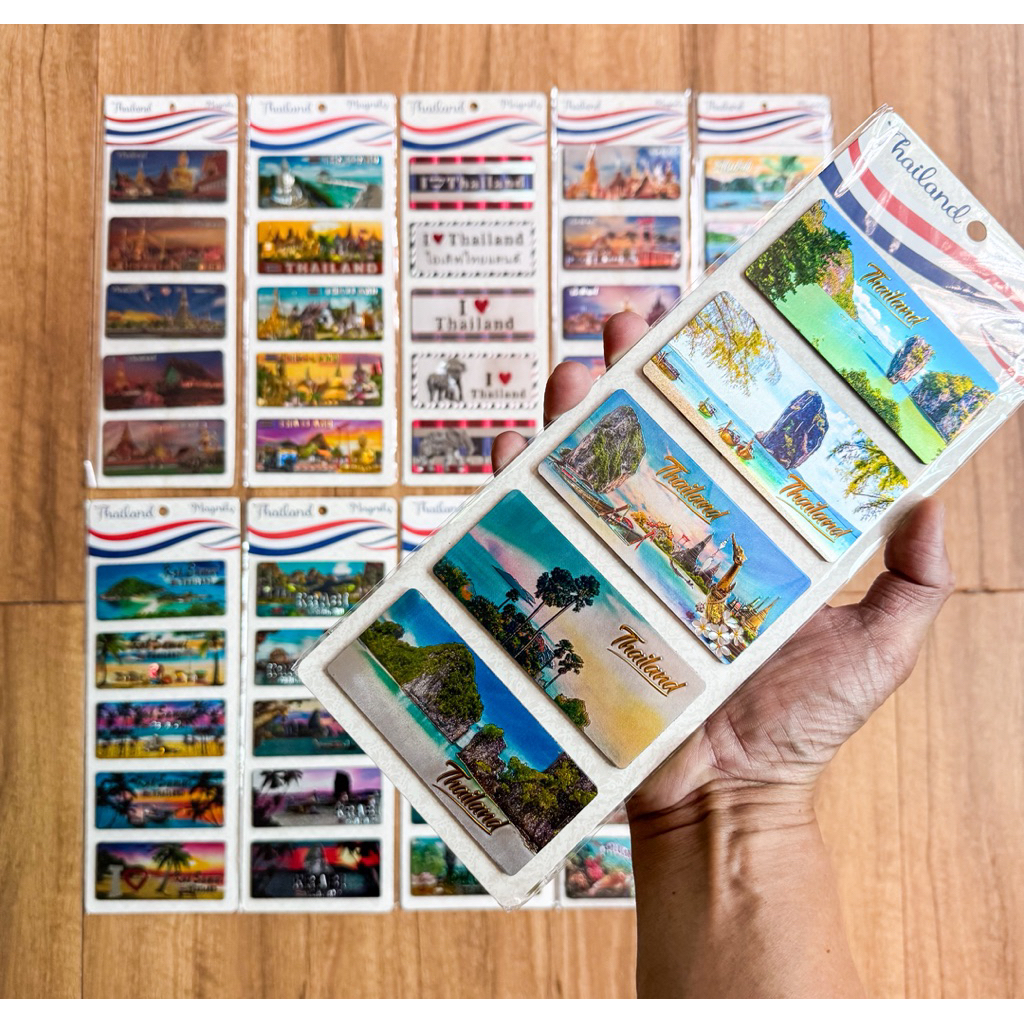 แม็กเน๊ตติดตู้เย็น ภาพออฟเซ็ท3D ชุดที่ระลึกไทย แพ็ค5ชิ้น magnet ที่ติดตู้เย็น แม่เหล็กภาพ3มิติ