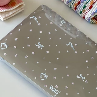 Shesell พร้อมส่ง✨เคส macbook(Crystal)ริบบิ้นสีขาว Air13 Neo13 A3240 Pro13 เคสสำหรับแมคบุ๊คใส A2338
