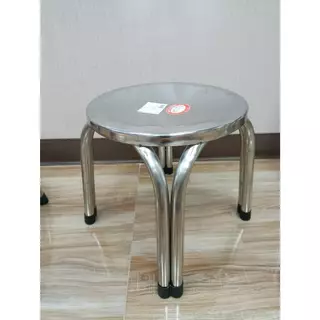 เก้าอี้สแตนเลส เกรด 201 22CM/30CM/47CM สแตนเลสเก้าอี้กลมขาคู่ เก้าอี้กลางแจ้ง แข็งแรง