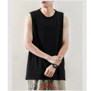 CC-30002 เสื้อกั๊กกีฬาผู้ชายทรงหลวม ผ้าใยสังเคราะห์ ใส่ออกกำลังกาย M-5XL แขนกุดสีพื้น