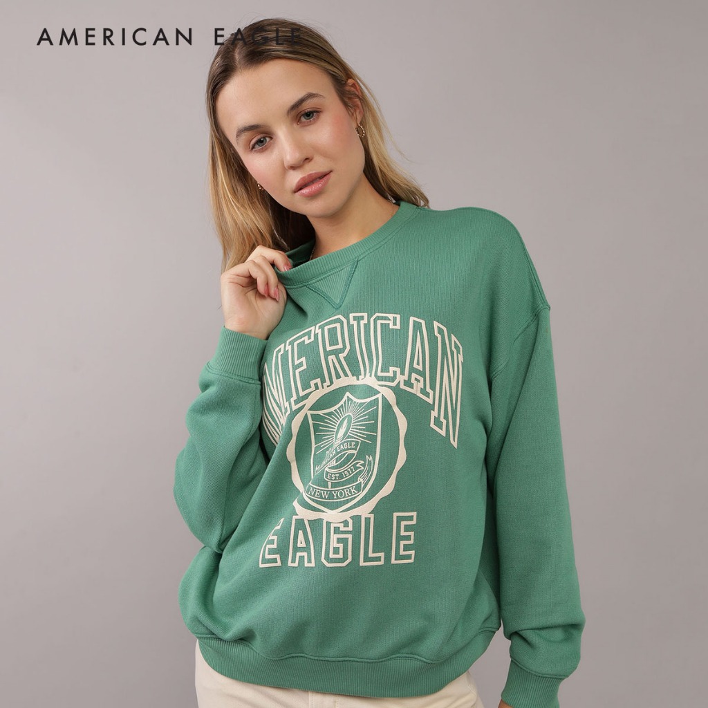 American Eagle Oversized Logo Graphic Crew Neck Sweatshirt เสื้อ สเวตเชิ้ต ผู้หญิง โอเวอร์ไซส์ (EWSH 045-2382-300)