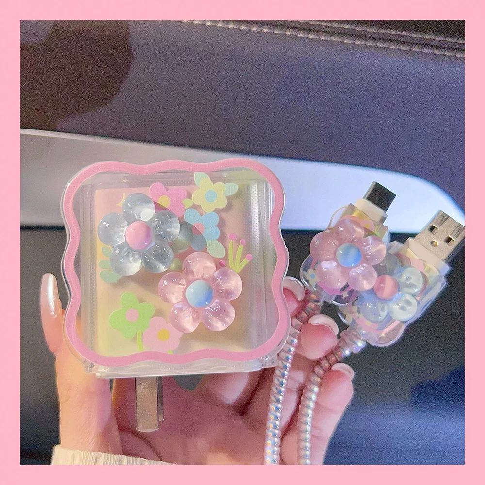 AK (1เซตมี5ชิ้น )พร้อมส่งจากไทย ชุดพันสาย เคสหัวชาร์จ ลายการ์ตูน ตัวถนอมสาย USB 20w 18w 35w thumbnail 4