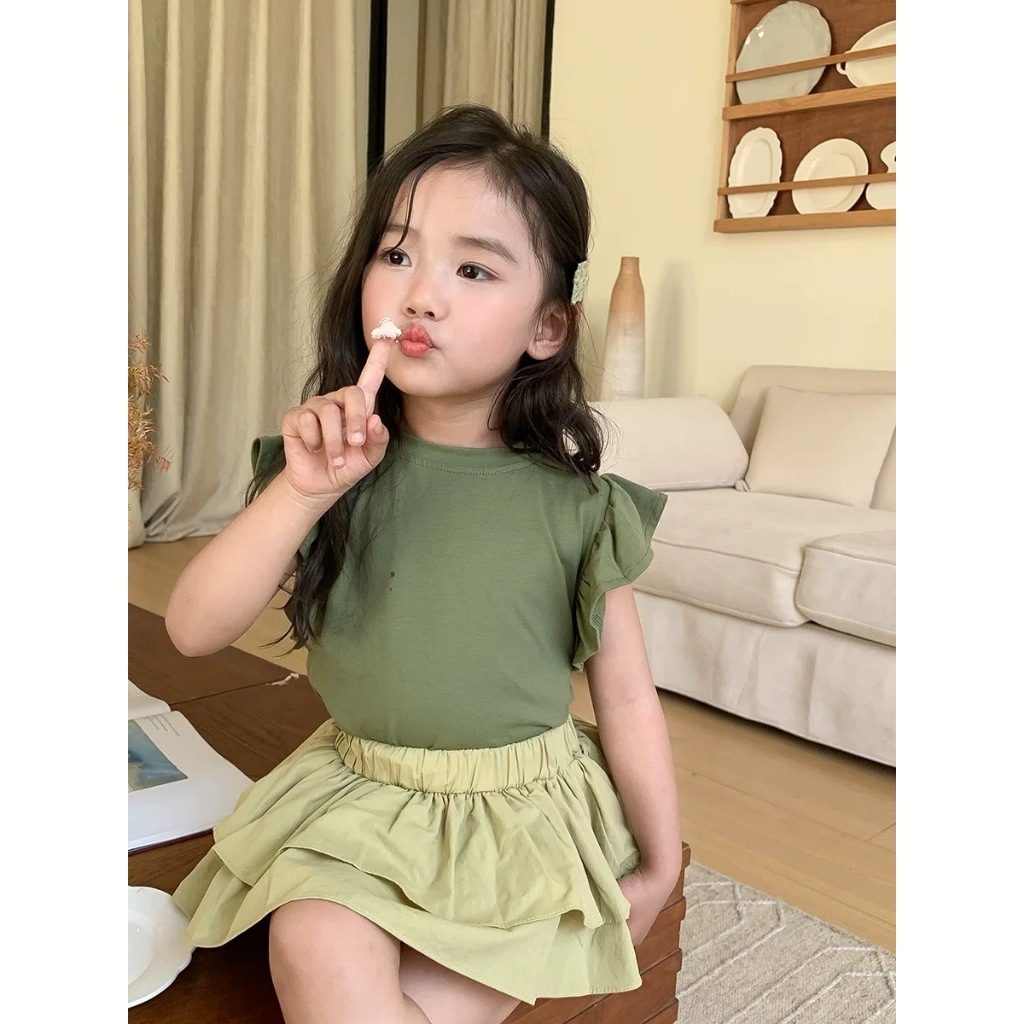 (KIDS) เสื้อยืดเด็กหญิงผ้าร่องแขนระบาย สีพาสเทลหวานๆ ใส่ได้ตั้งแต่ 1-7 ขวบ ราคา ถูกที่สุด ดีลบีเคเค แกลเลอรีภาพที่ 9