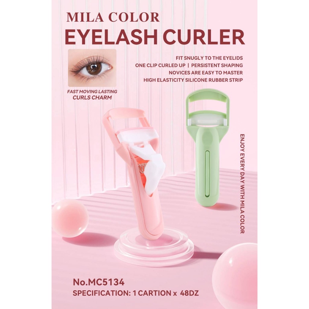 MILA COLOR Easily Curl Up Eyelash Curler ที่ดัดขนตาสีพาสเทล แผ่นยางนุ่ม ดัดขนตางอน เป็นธรรมชาติ