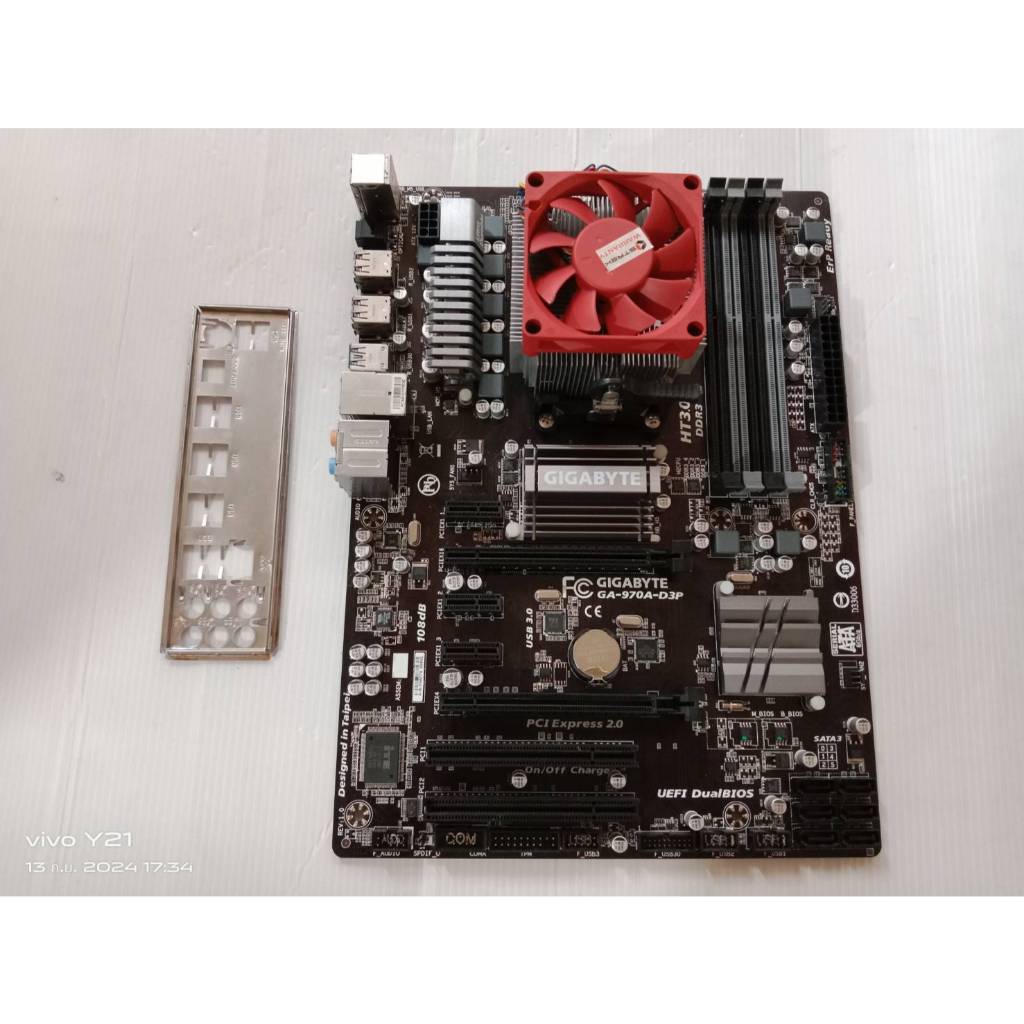 Mainboard Gigabyte GA-970A-D3P  มีฝาหลัง+ CPU AMD FX-6300 (3.80GHz) 6คอร์ 6เทรด พร้อมซิงค์พัดลม