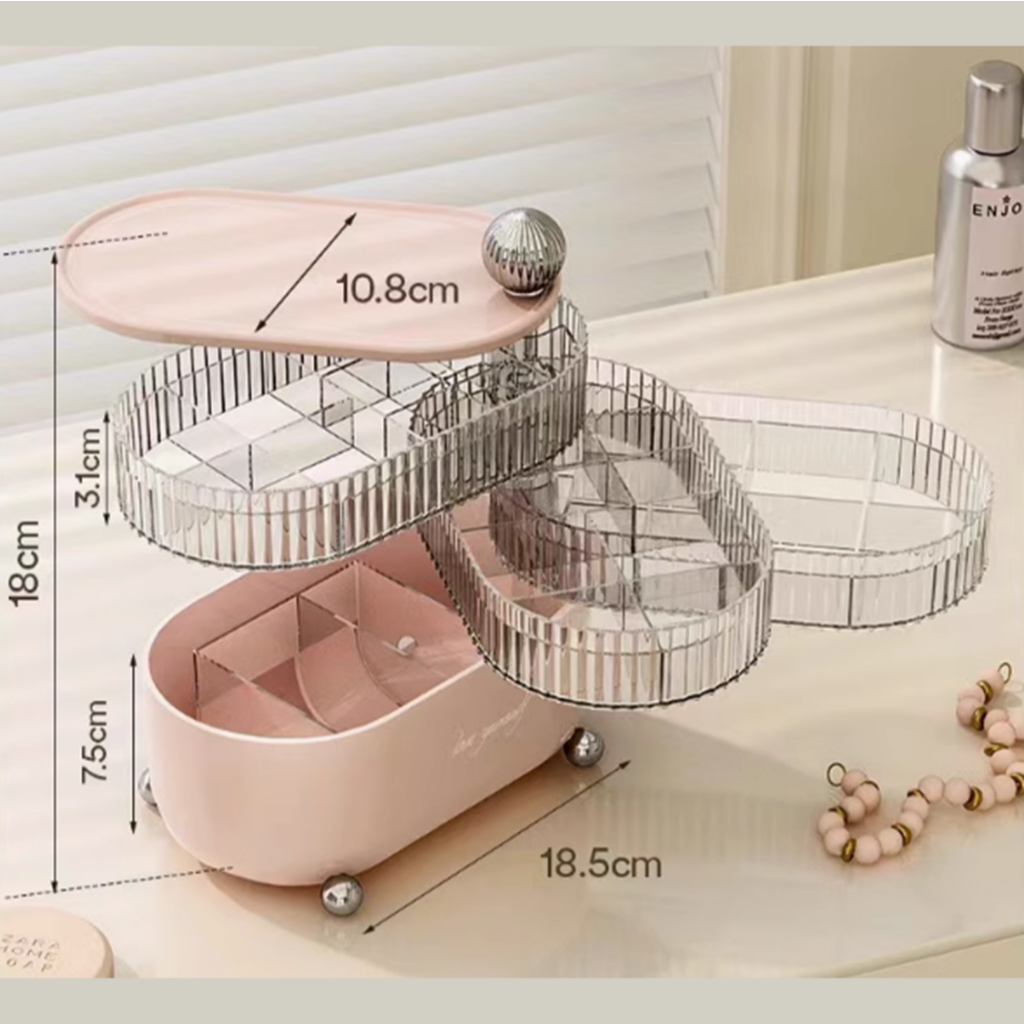 กล่องเครื่องประดับ กล่องเครื่องสำอาง กล่องอเนกประสงค์ หมุนได้ 360 มี 3 ชั้น - 360 jewery box 07