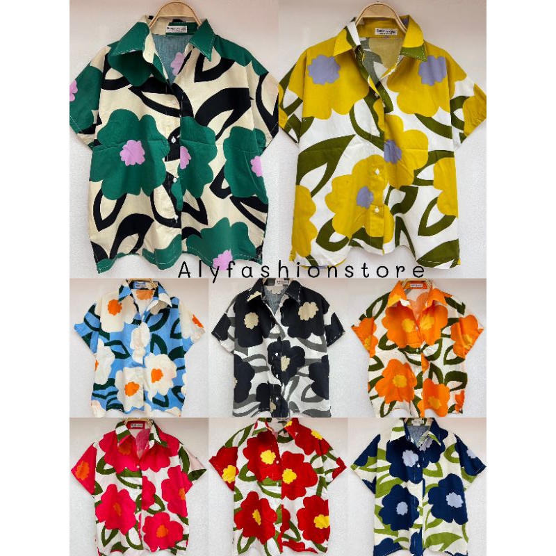 เสื้อคอปกเชิ้ตแขนสั้นผ้าคอตตอนญี่ปุ่น 100% กระดุมหน้าแขนในตัวชายตรง ผ่าข้างบอกเลยน่ารักสุดๆใส่กับขาสั้นขายาวเริ่ดมากก