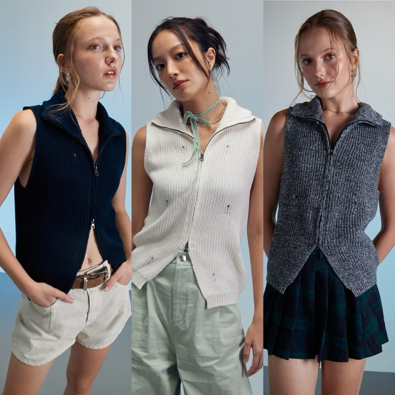 TRES MADE เสื้อไหมพรมแขนกุด Urban Knit Top