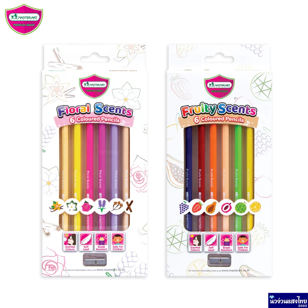 MASTERART ดินสอสีไม้ สีไม้มาสเตอร์อาร์ต มีกลิ่นหอม แพ็ค 6 สี รุ่น Floral Scents, Fruity Scents color pencil ใหม่ล่าสุด!