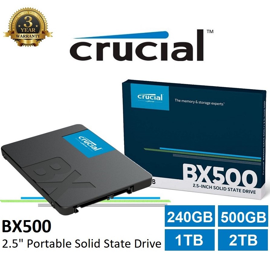SSD Crucial BX500 SSD 240GB 500GB 1000GB 2000GB 3D NAND SATA 2.5