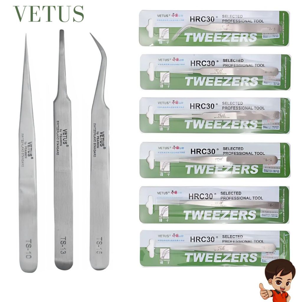แหนบสแตนเลส VETUS TS-10,TS-11,TS-12,TS-13,TS-14,TS-15 แหนบปลายแหลม งานต่อขนตา งานช่าง และงานอื่นๆ คุณภาพสูง