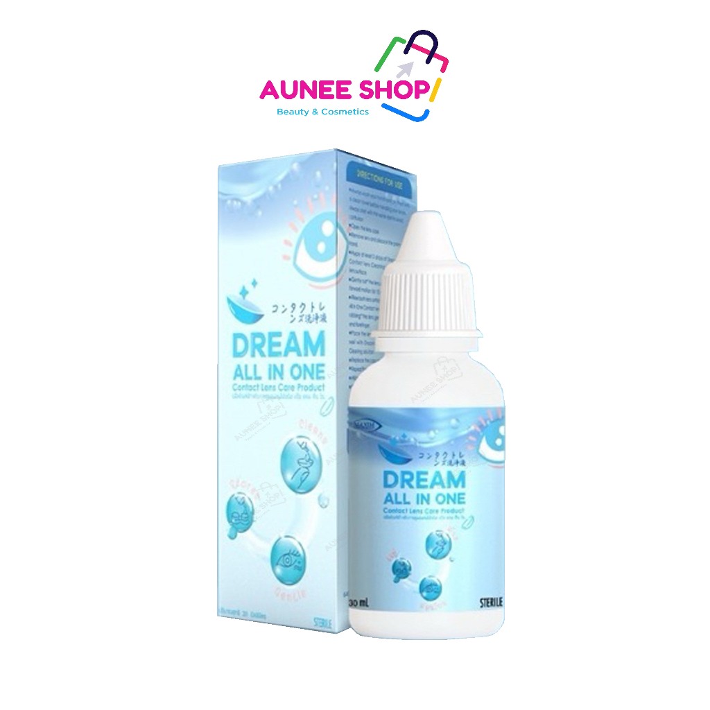 ส่งฟรี/มีไลฟ์  น้ำยา คอนแทคเลนส์ ล้าง แช่ หยอด จบใน 1 ขวด Dream All In One 30 Ml 60 Mคุ้มมาก สะอาดปล