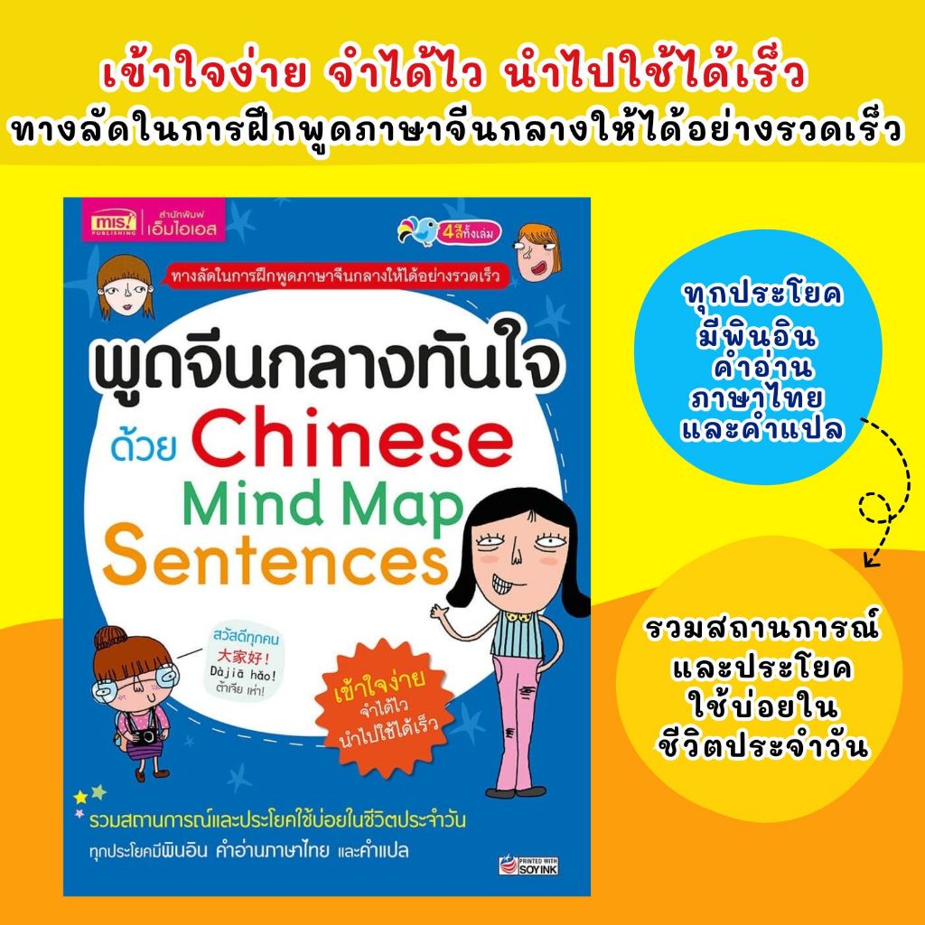 พูดจีนกลางทันใจด้วย Mind Map Sentences (เล่มน้ำเงิน) หนังสือสำหรับเด็กฝึกพูดจีนกลาง หนังสือเด็ก