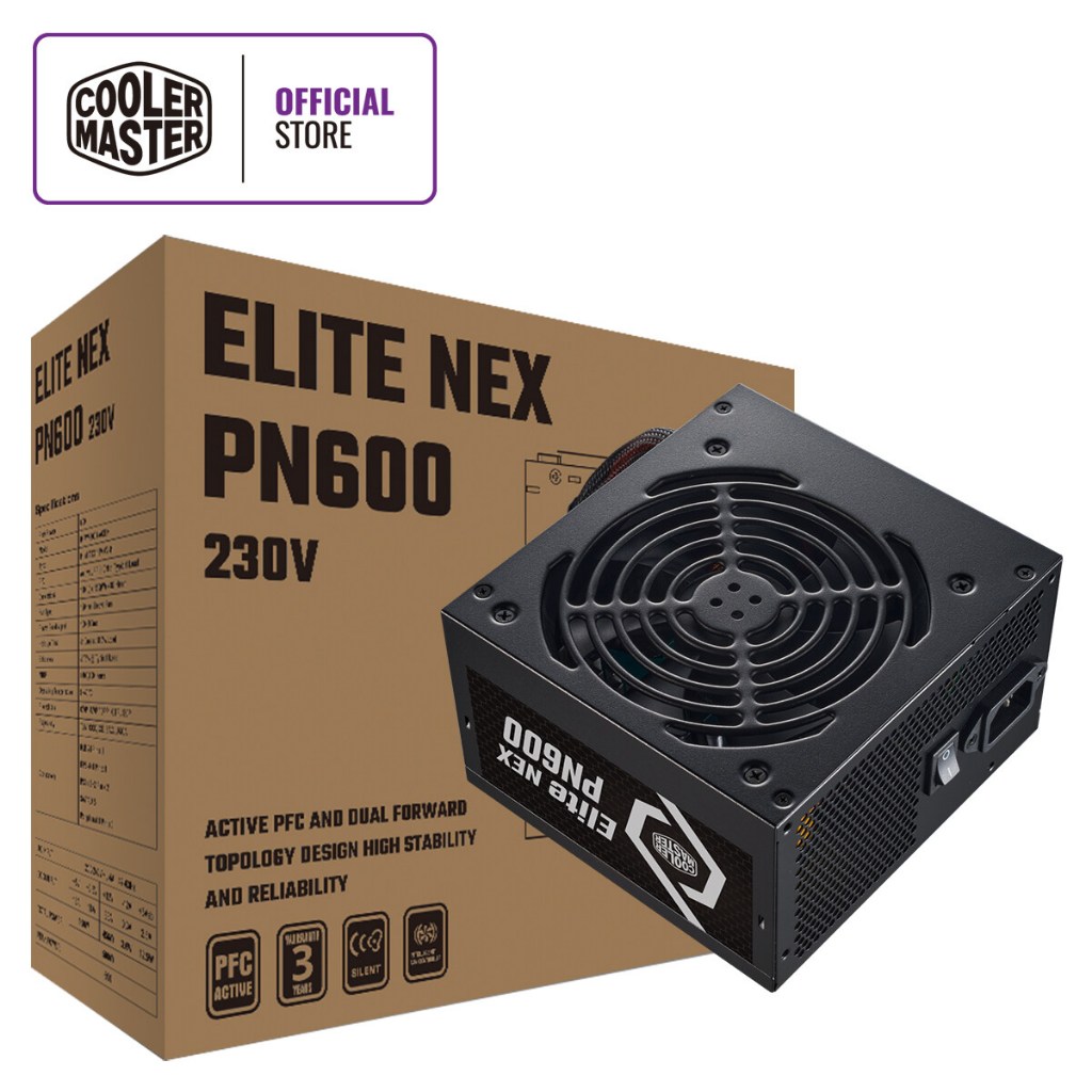 POWER SUPPLY (อุปกรณ์จ่ายไฟ) Cooler Master Elite NEX PN600 600W 230V ประกัน 3 ปี