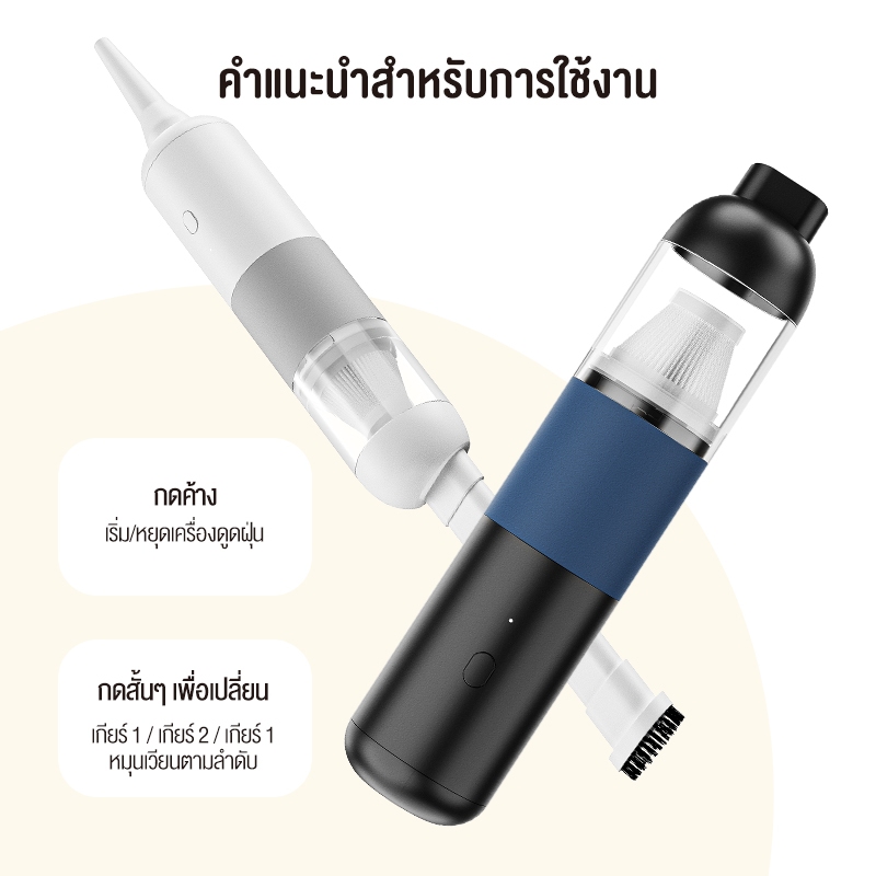 ASTON 3000Pa Vacuum cleaner เครื่องดูดฝุ่นเล็ก ไร้สาย เครื่องดูดฝุ่นในรถพกพา ที่ดูดฝุ่นที่นอน มือถือ ดูดฝุ่นรถยนต์จิ๋ว - รูปที่ 6