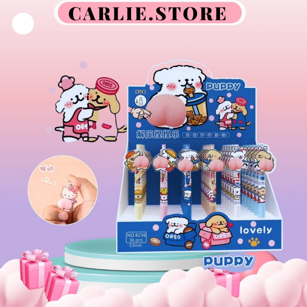 ปากกา ลายการ์ตูน ด้ามเป็นอะคิลิค หมึกเจลน้ำเงิน มีนุ่มนิ่มให้บีบ น่ารักสุดๆ