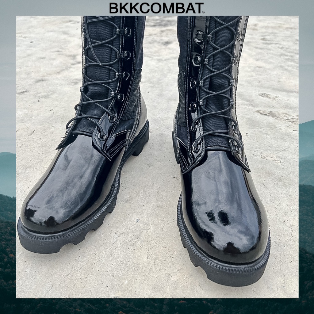 รองเท้าจังเกิ้ล รหัส BJ01 หนังขัดมันพรีเมี่ยม หนังวัวแท้ สูง11นิ้ว ทรงRหัวมน ทรงUS - รูปที่ 4