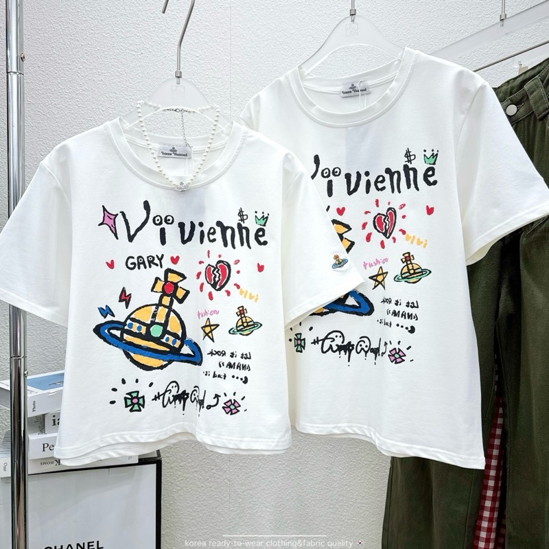 เสื้อครอปและเสื้อยืดลาย VVWW สวยทั้งคู่เลยค่า