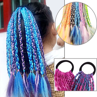 In Beauty ยางรัดผมสีรุ้งสำหรับเด็ก,ที่จับผมหางม้าน่ารักเชือกยางที่คาดผมอุปกรณ์จัดแต่งทรงผม（ยาวประมาณ 35 ซม）