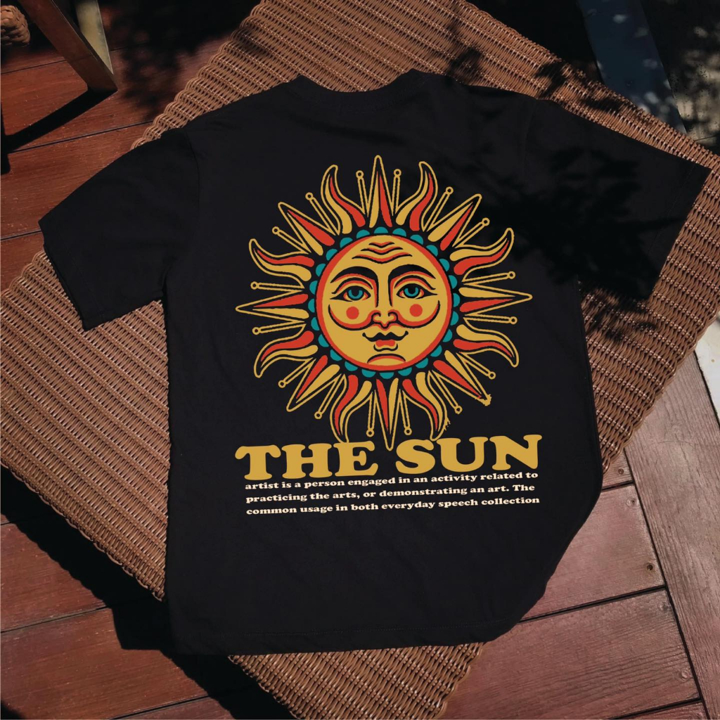 เสื้อยืด Cotton100% THE SUN - เทคนิคซิลค์สกรีน สีจมลงเนื้อผ้าติดแน่นทนนาน