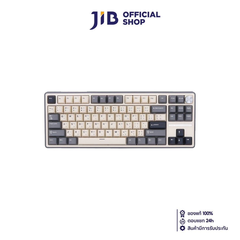 KEYBOARD (คีย์บอร์ด) ROYAL KLUDGE RK R87PRO (QMK/VIA) (HALF GRAY) (CREAMY SWITCH RGB EN/TH)