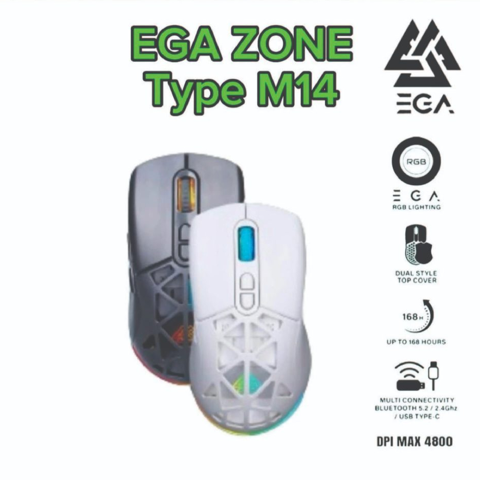 EGA Type M14 Gaming Mouse เมาส์เกมมิ่งไร้สาย Bluetooth/Wireless มีไฟ RGB เปลี่ยน