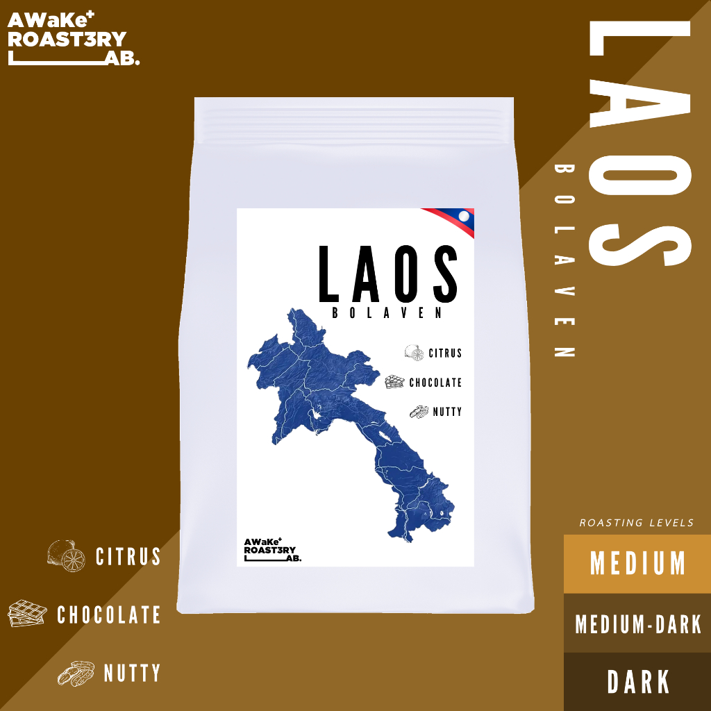 เมล็ดกาแฟ "ลาว โบลาเว่น" อราบิก้า 100% คั่วกลาง คั่วกลางเข้ม คั่วเข้ม [ Awake Roastery Lab ]