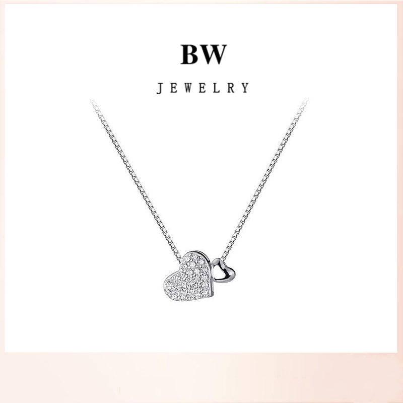 Jewelry สร้อยคอหัวใจรัก จี้ลายสวยงาม สร้อยคอผู้หญิง จี้เงิน สร้อยคอ BWX010 ของขวัญให้แฟน