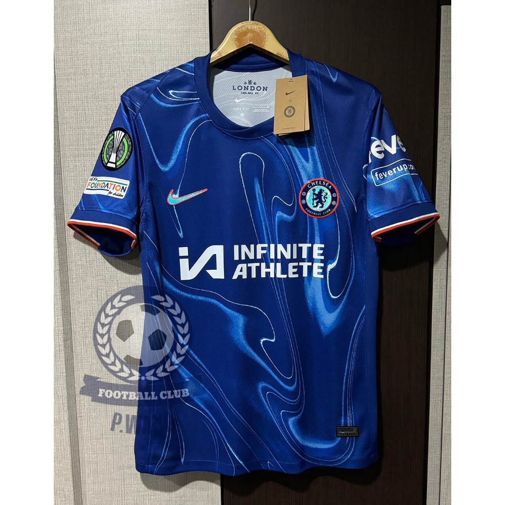 New!! เสื้อฟุตบอลทีม เชลซี Home ชุดเหย้า เกรดแฟนบอล ปี 2024/25 ฟลูออฟชั่นชื่อเบอร์นักเตะ UEFA Conference League มีโลโก้