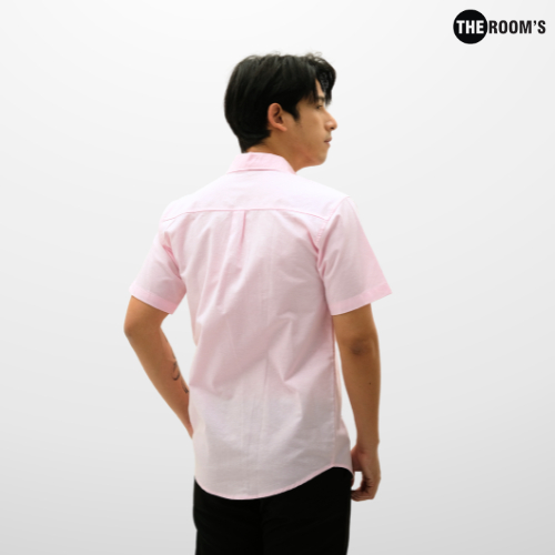 THE ROOM'S - เดอะรูม เสื้อเชิ้ต คอปก สีชมพู Oxford แขนสั้น รีดง่าย ใส่สบาย — صورة 5