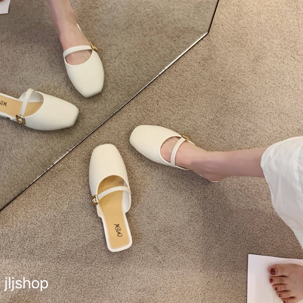 D838 (Shoeswomen) รองเท้าคัชชู แบบสวม ส้นเตี้ย ใส่ทำงาน เบาสบาย