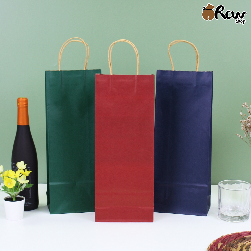 ถุงกระดาษหูเกลียว เซ็ตสีเข้ม (แพ็ค 25 ใบ , 6 ขนาด 5 สี) ถุงกระดาษใส่สินค้า ของชำร่วย จัดเซ็ตของว่าง