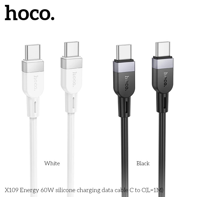 สายชาร์จเร็ว Hoco X109 Data Cable สำหรับ Type-C to Type-C ชาร์จเร็ว 60W ความสายยาว 1m 2m 3m แท้100%
