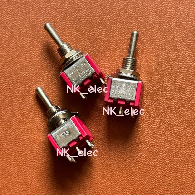 สวิทช์โยก 3จังหวะ 6ขา เด้งกลับ 2ด้าน TOGGLE SWITCH (ON)-OFF-(ON) ราคาต่อ 1 ตัว