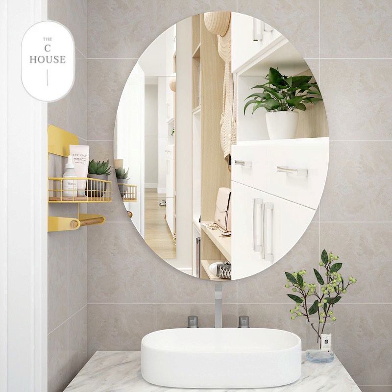 กระจกเงาเรียบไร้ขอบทรงวงรี  Side45*60 กระจกเงาสวย กระจกติดผนัง