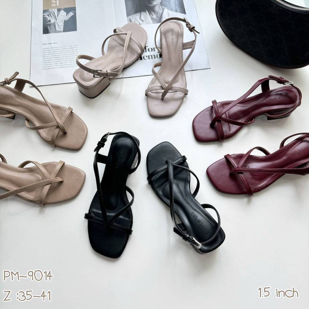 Niwa shoes รองเท้า  รองเท้าส้นสูง แฟชั่นรัดข้อ ส้นสูง 1.5 นิ้ว  นิ่ม ใสสบาย รุ่น PM-9014  ✨