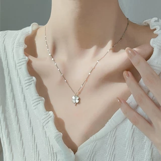 BWjewerly Lucky Clover สร้อยคอสั้น สร้อยแฟชั่น สร้อยหินนำโชค