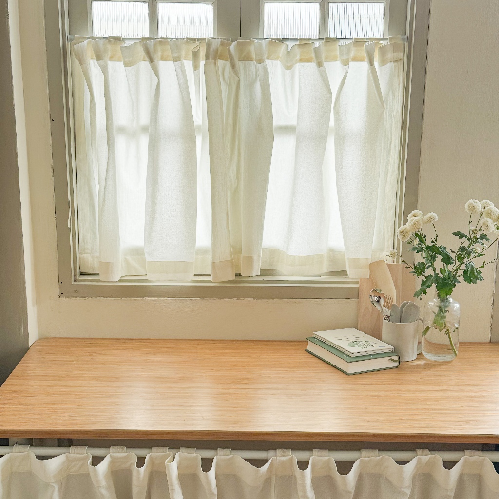 แนะนำ ผ้าม่าน ผ้าม่านเคาน์เตอร์ครัว แบบซ่อนหู Solstice Home ผ้าม่านสั้น ม่านครึ่งหน้าต่าง เลือกสีเอง สั่งตัดตามขนาด ราคาพิเศษ มีเก็บเงินปลายทาง