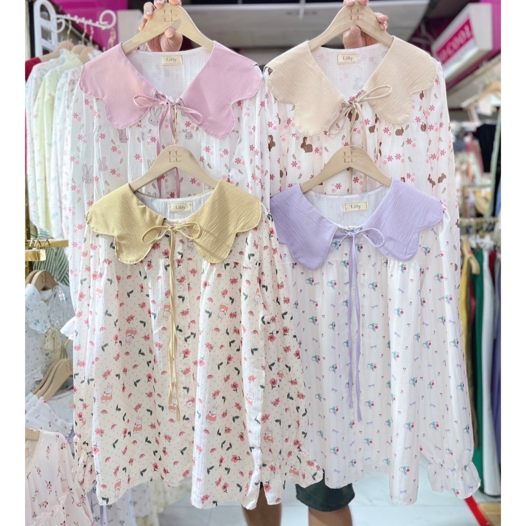 ป้าย Lilly เสื้อผ้าครัชปกหยัก อก 42 นิ้ว