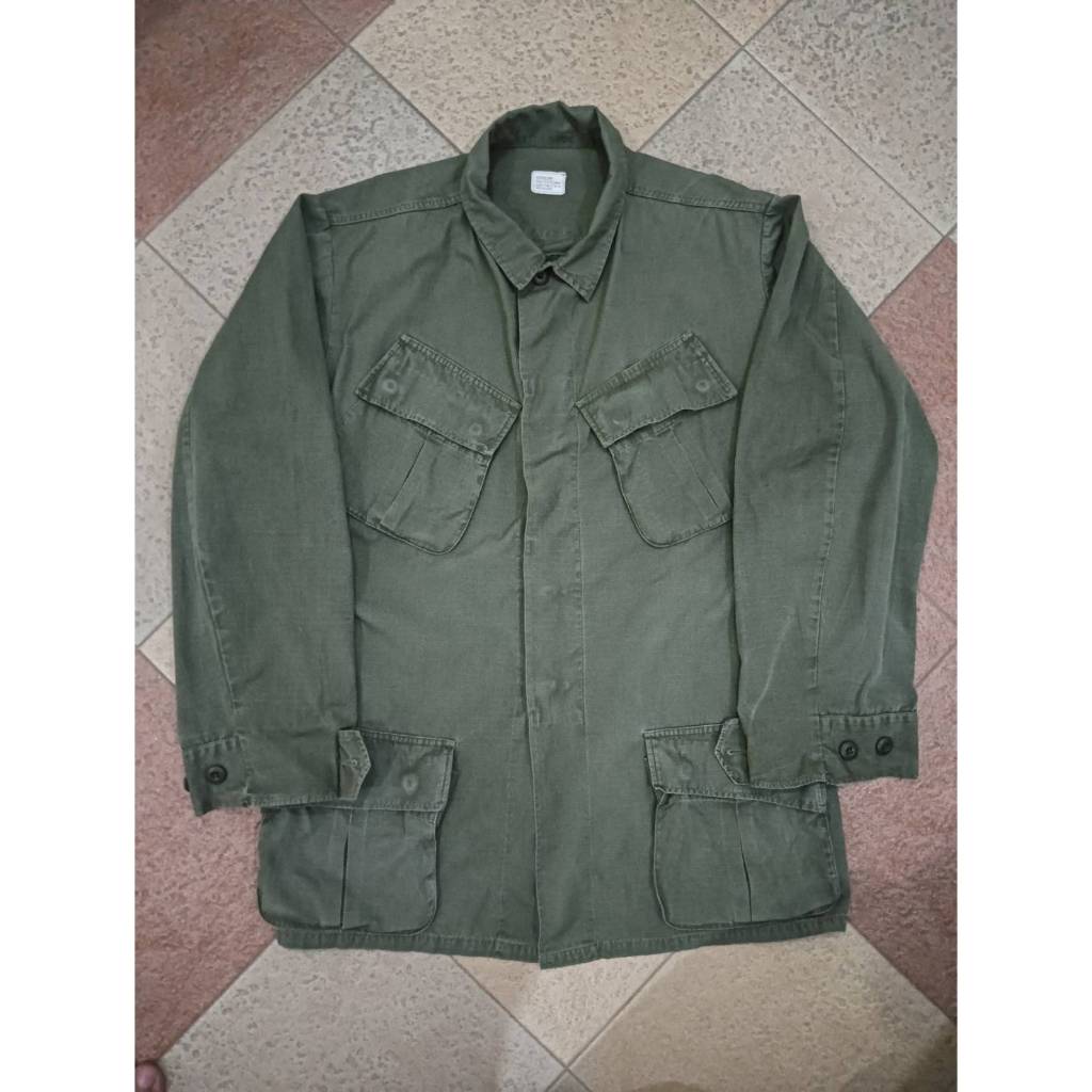 เสื้อเชิ๊ตทหารกระเป๋าเฉียง VTG.1969 US. SLANT POCKET JUNGLE JACKET RIP-STOP POPLIN OG-107 CLASS1 SIZ